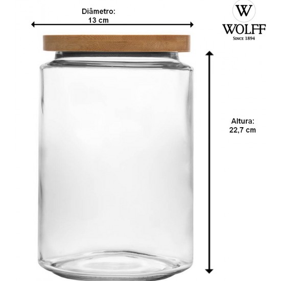 Porta Mantimento 2,5l Com Tampa De Bambu Oasis Vidro